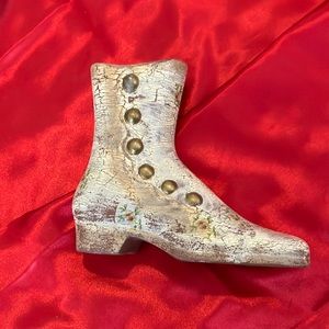 Vintage Pottery painted boot with small yellow flowers